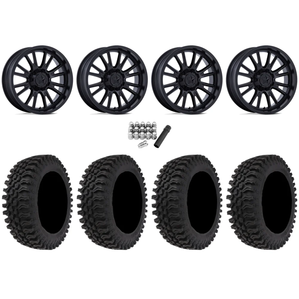 Frontline BDC 33x10-20 (10ply) Radial Tires on MSA M51 Thunderlips Matte Black Wheels, complete kit