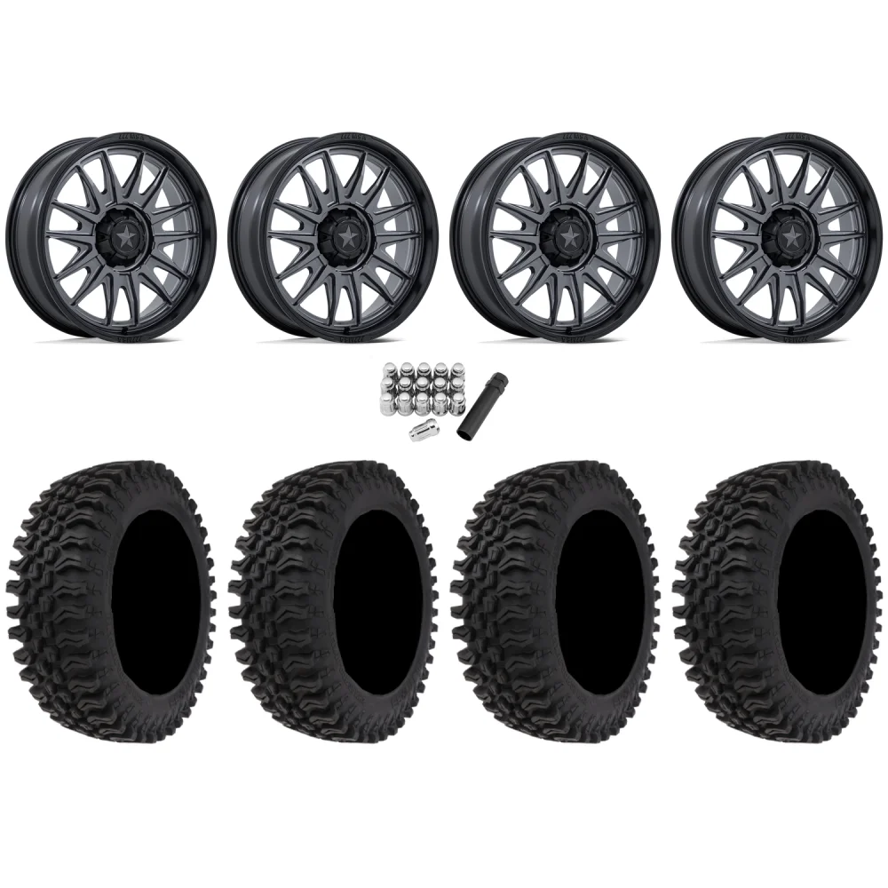 Frontline BDC 30x10-20 (10ply) Radial Tires on MSA M55 Commander Matte Gunmetal Wheels, complete kit