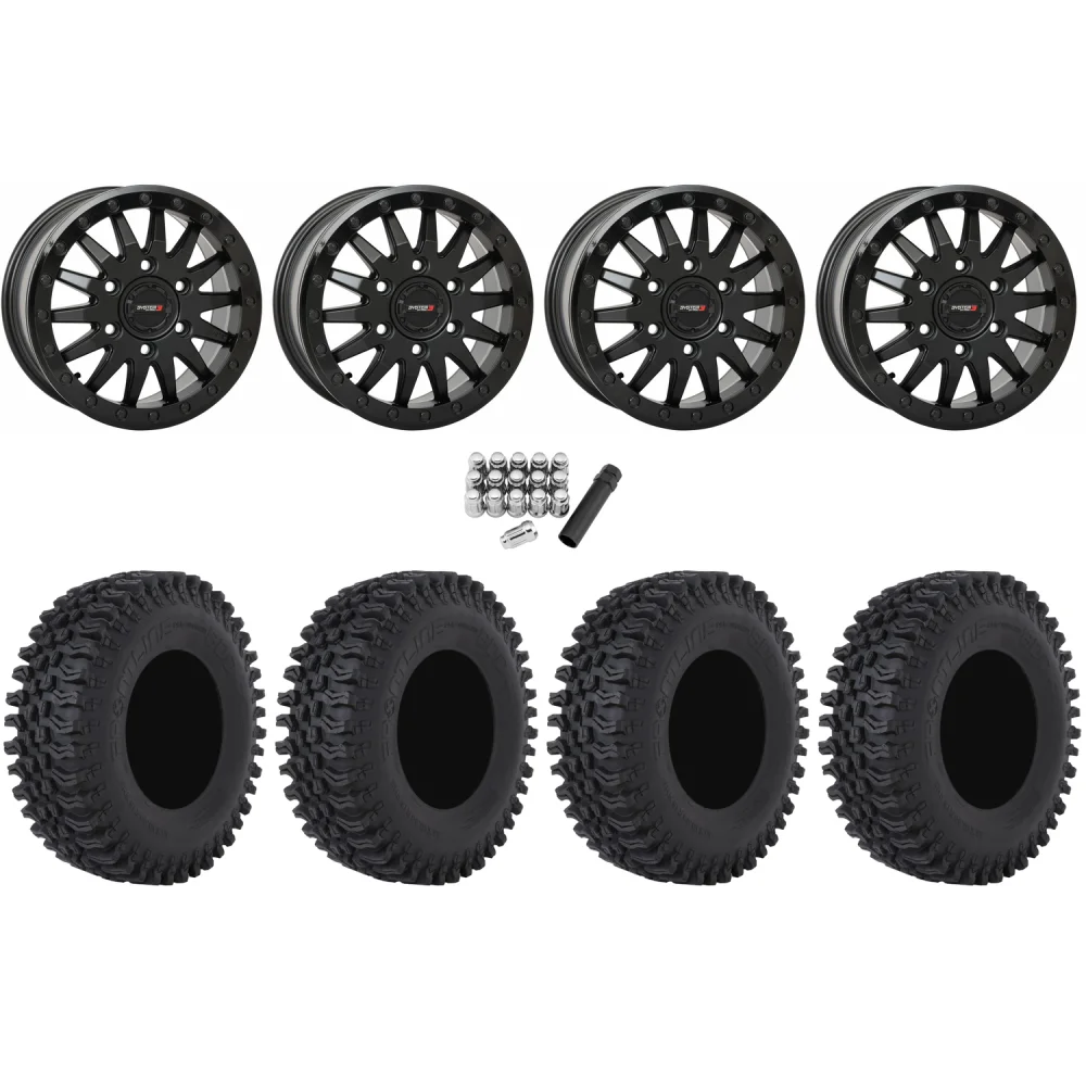 Frontline BDC 32x10-15 Tires on SB-8 Matte Black Beadlock Wheels, complete kit