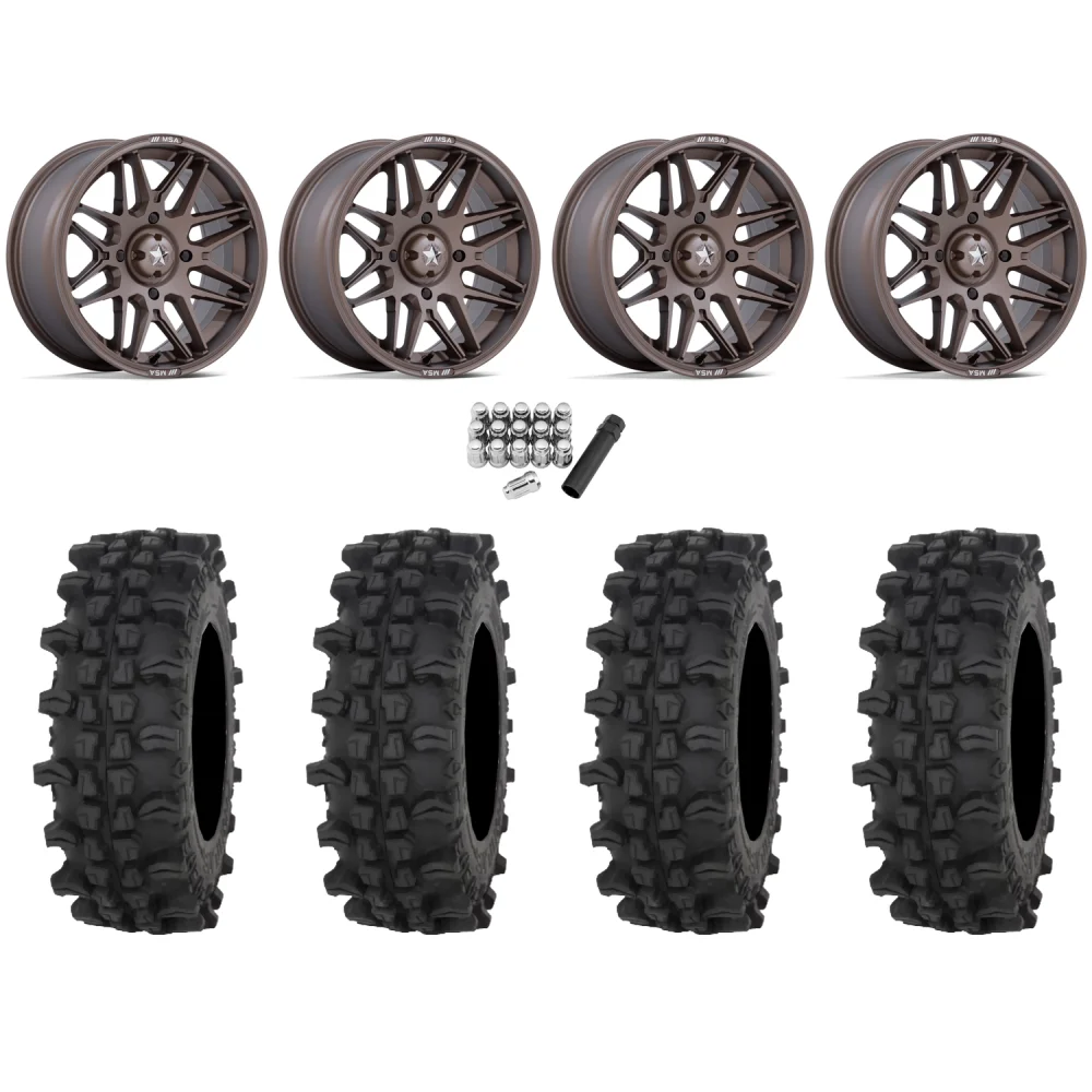 Frontline ACP 30x10-14 Tires on MSA M52 Radar Matte Bronze Wheels, complete kit