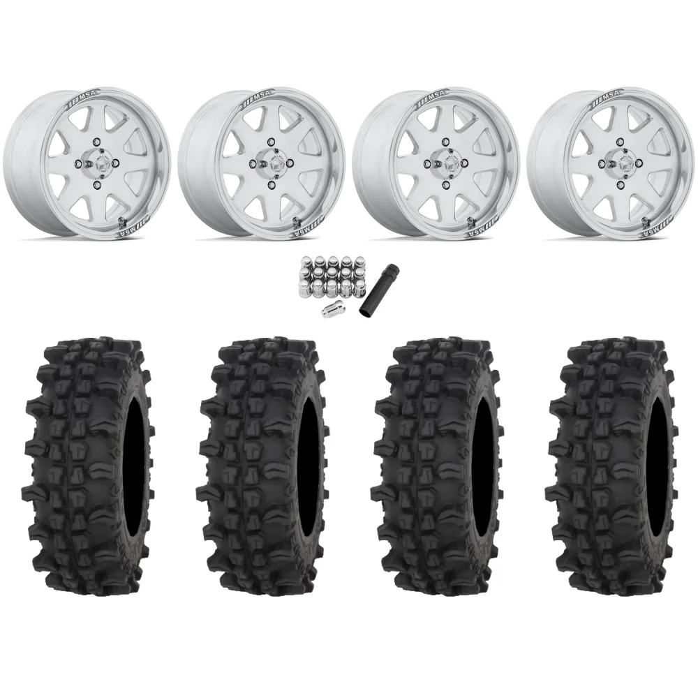 Frontline ACP 28x10-14 Tires on MSA M54 Spark Polished Wheels, complete kit