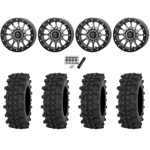 Frontline ACP 32x10-15 Tires on Frontline 223 Gunmetal Grey Beadlock Wheels