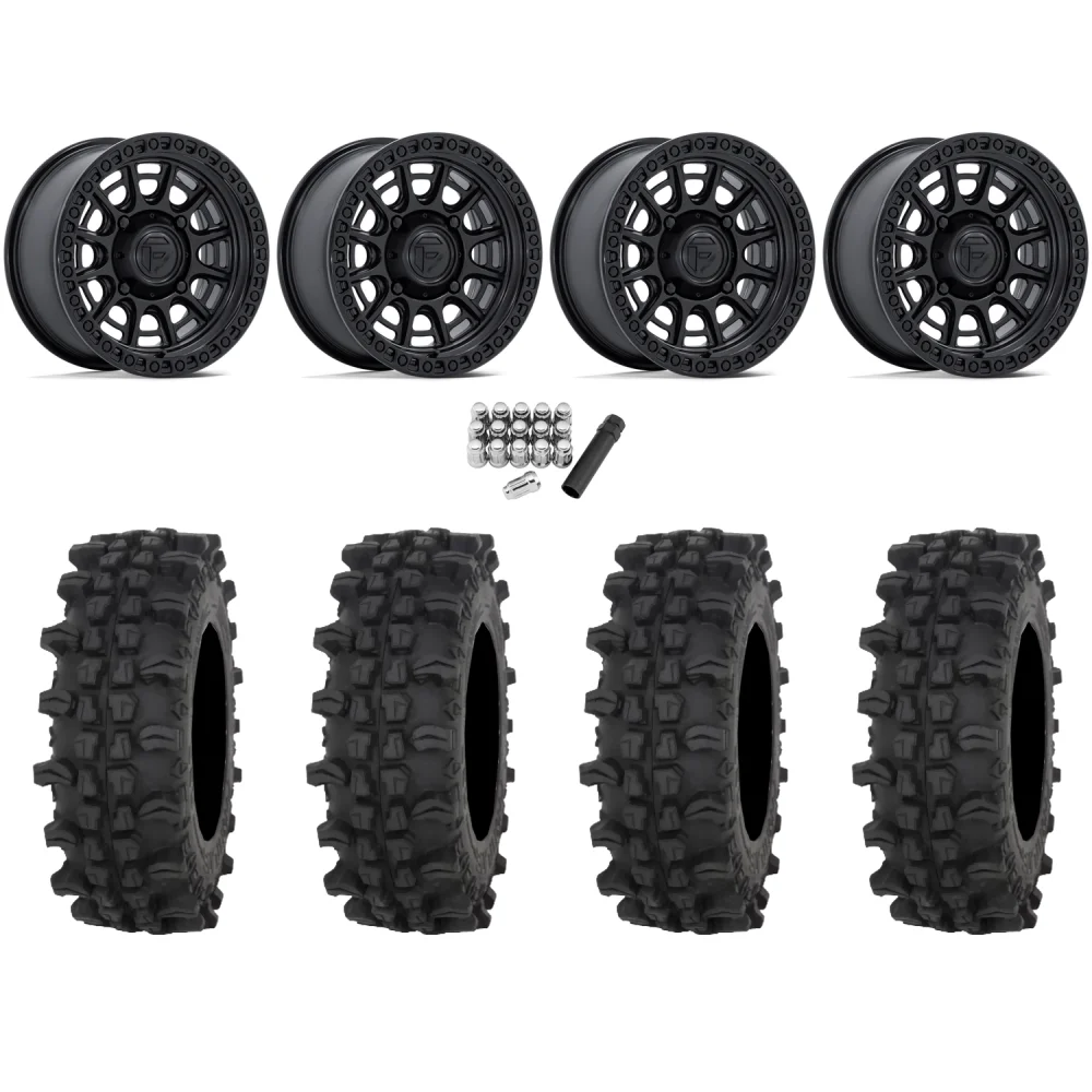 Frontline ACP 32x10-15 Tires on Fuel Cycle Matte Black Wheels, complete kit