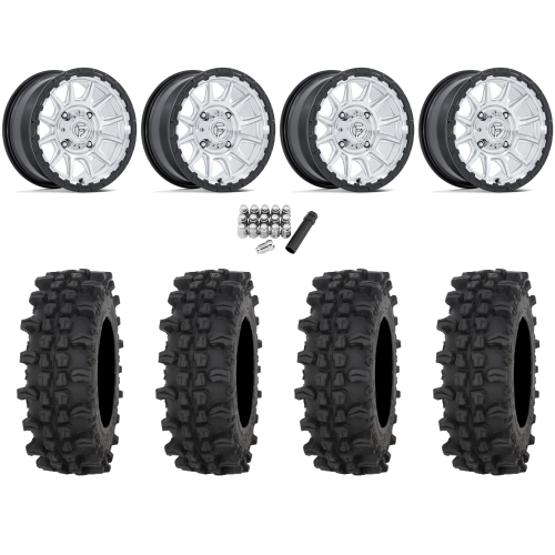 Frontline ACP 32x10-15 Tires on Fuel Piston Hyper Silver Machined Wheels