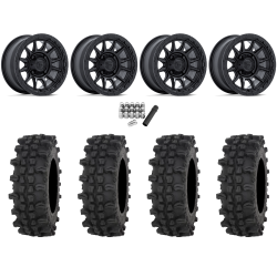 Frontline ACP 32x10-15 Tires on Fuel Piston Matte Black Wheels