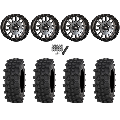 Frontline ACP 32x10-15 Tires on High Lifter HL25 Dark Tint Grey Wheels Frontline ACP 32x10-15 Tires on High Lifter HL25 Dark Tint Grey Wheels