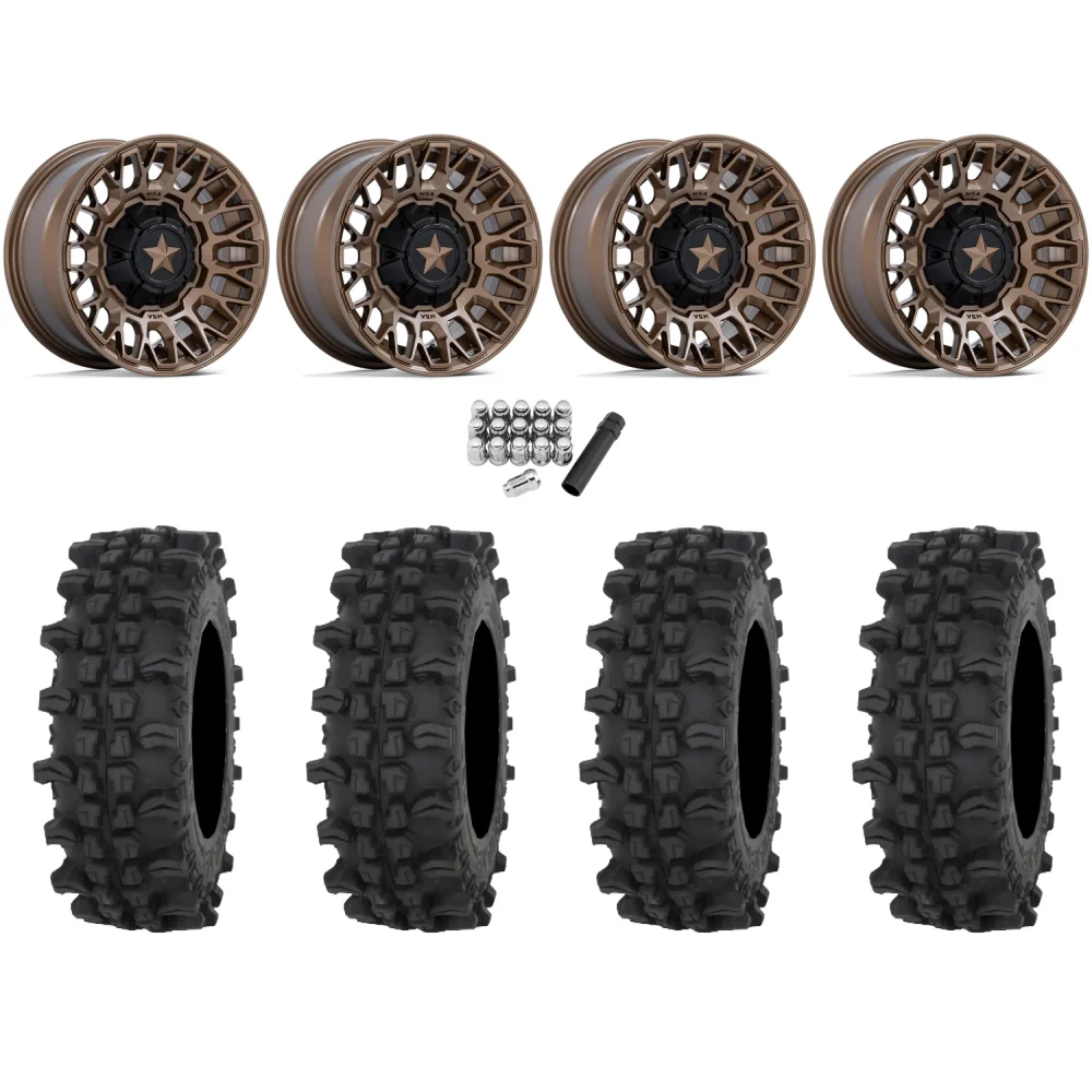 Frontline ACP 32x10-15 Tires on MSA M50 Clubber Matte Bronze Wheels, complete kit