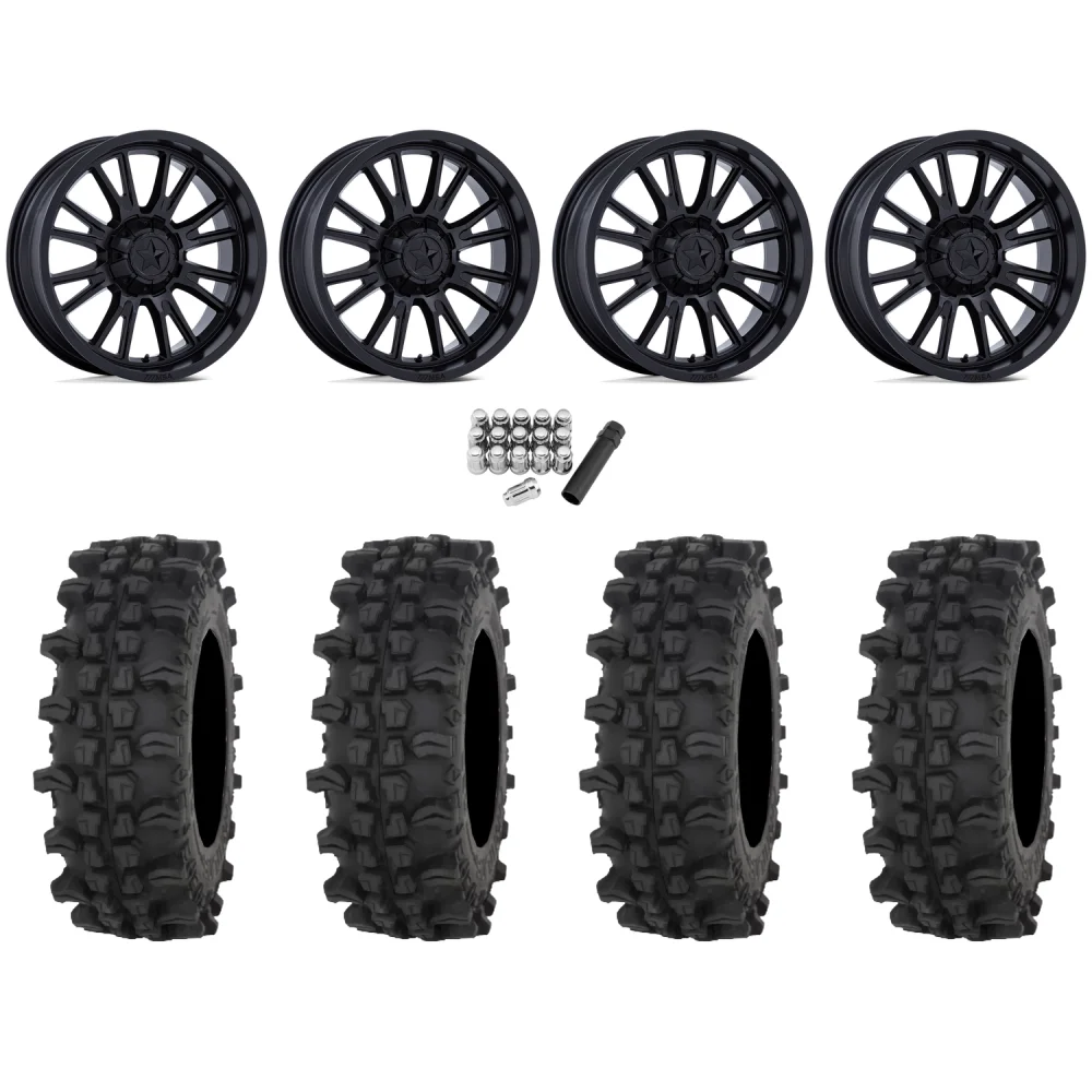 Frontline ACP 32x10-15 Tires on MSA M51 Thunderlips Matte Black Wheels, complete kit