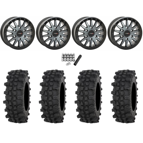 Frontline ACP 32x10-15 Tires on SB-8 Brushed Grey Beadlock Wheels