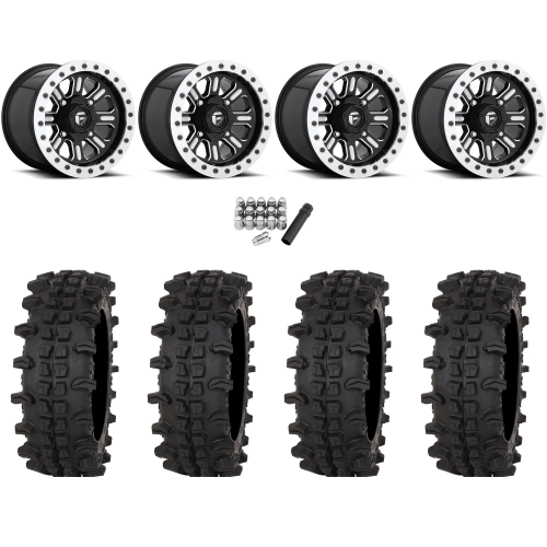 Frontline ACP 33x12-15 (10ply) Tires on Fuel Hardline Gloss Black Milled (15x10) Beadlock Wheels