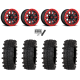 Frontline ACP 33x12-15 (10ply) Tires on Fuel Hardline Gloss Black with Candy Red (15x10) Beadlock Wheels