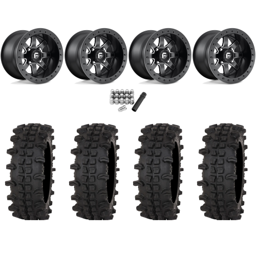 Frontline ACP 33x12-15 (10ply) Tires on Fuel Maverick Matte Black Milled (15x10) Beadlock Wheels