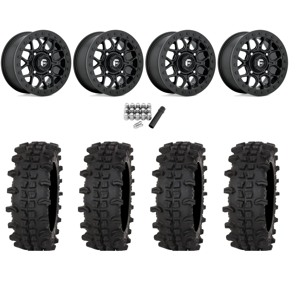 Frontline ACP 33x12-15 (10ply) Tires on Fuel Tech Matte Black (15x10) Beadlock Wheels, complete kit