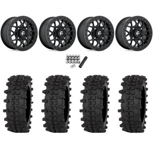 Frontline ACP 33x12-15 (10ply) Tires on Fuel Tech Matte Black (15x10) Beadlock Wheels