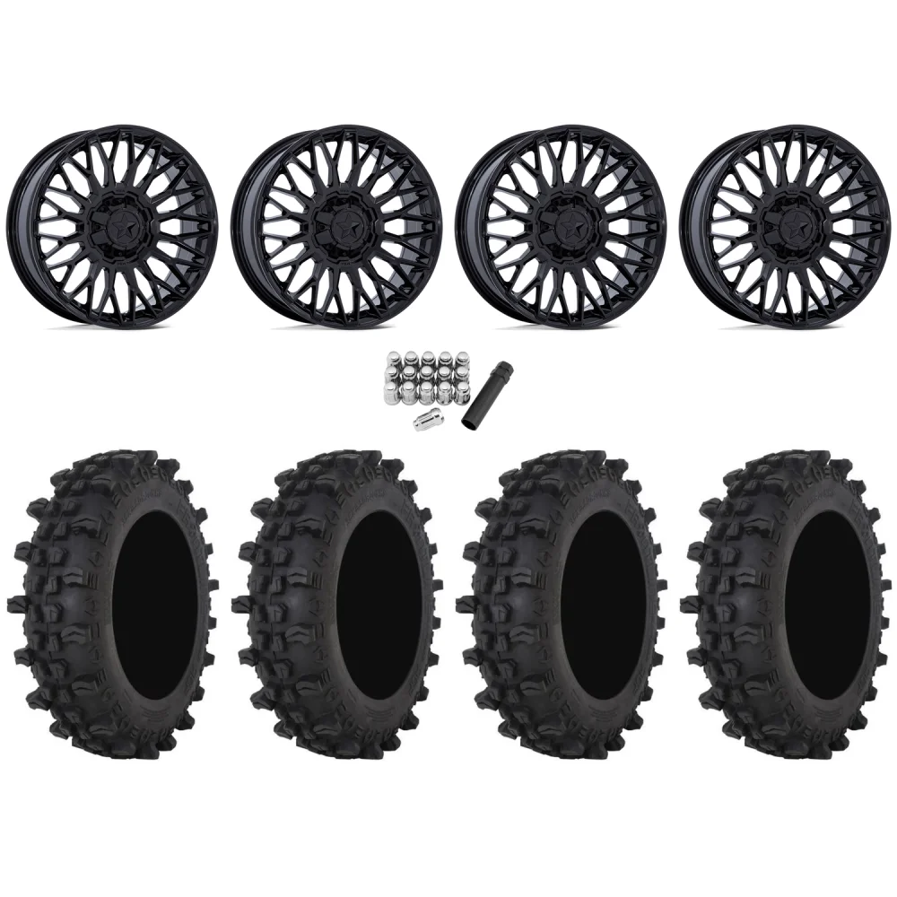 Frontline ACP 33x9.5-20 Tires on MSA M50 Clubber Gloss Black Wheels, complete kit