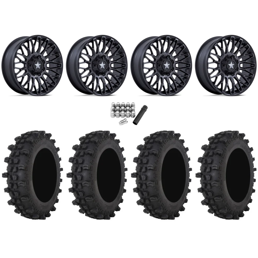 Frontline ACP 33x9.5-20 Tires on MSA M50 Clubber Matte Black DDT Wheels, complete kit