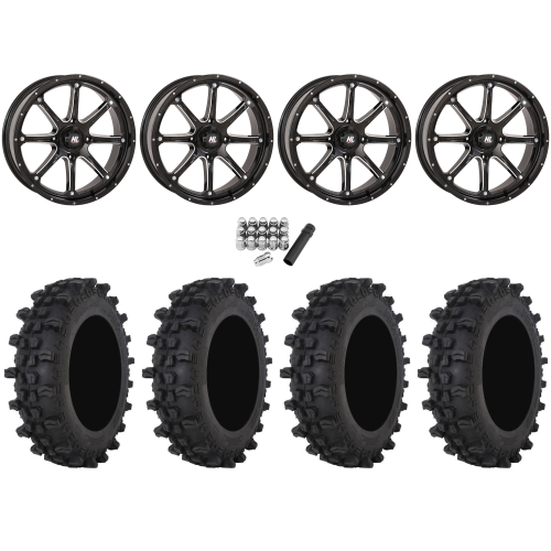 Frontline ACP 35x9.5-20 Tires on High Lifter HL4 Gloss Black Milled Wheels Frontline ACP 35x9.5-20 Tires on High Lifter HL4 Gloss Black Milled Wheels