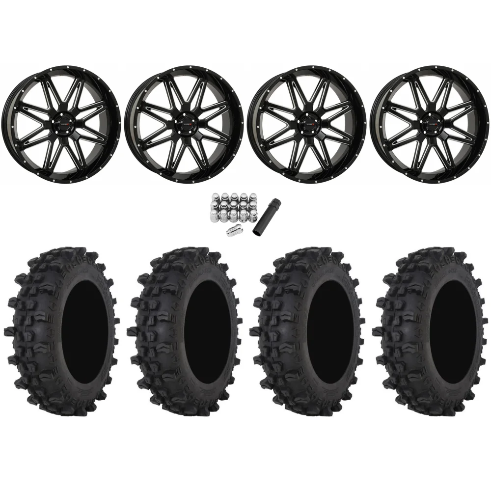 Frontline ACP 40x12-24 Tires on System 3 Offroad ST-7 Gloss Black Milled (24x9) Wheels, complete kit