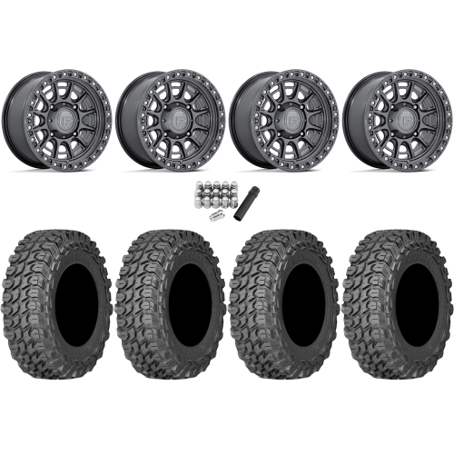 Gladiator X Comp ATR 35x10-15 (10ply) Radial Tires on Fuel Cycle Gloss Gunmetal Wheels