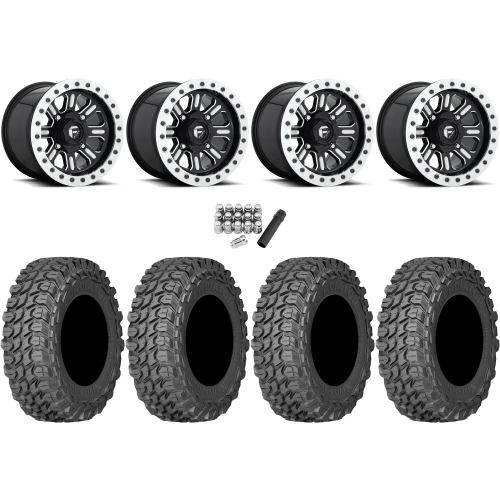 Gladiator X Comp ATR 32x10-15 (10ply) Radial Tires on Fuel Hardline Gloss Black Milled Beadlock Wheels