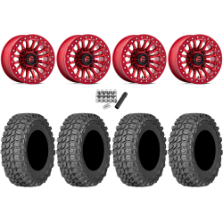 Gladiator X Comp ATR 32x10-15 (10ply) Radial Tires on Fuel Rincon Candy Red Beadlock Wheels