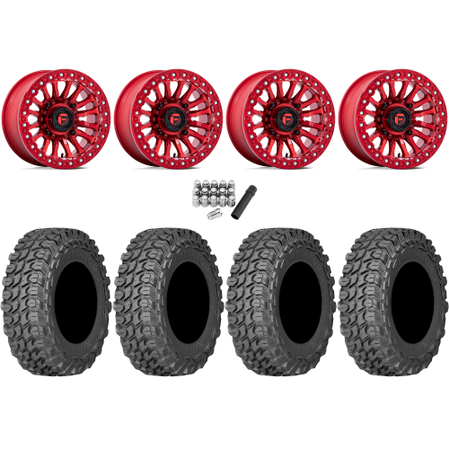 Gladiator X Comp ATR 32x10-15 (10ply) Radial Tires on Fuel Rincon Candy Red Beadlock Wheels