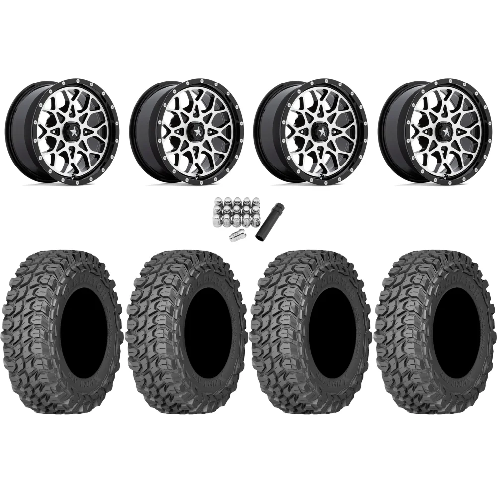 Gladiator X Comp ATR 32x10-15 (10ply) Radial Tires on MSA M45 Portal Machined Wheels, complete kit