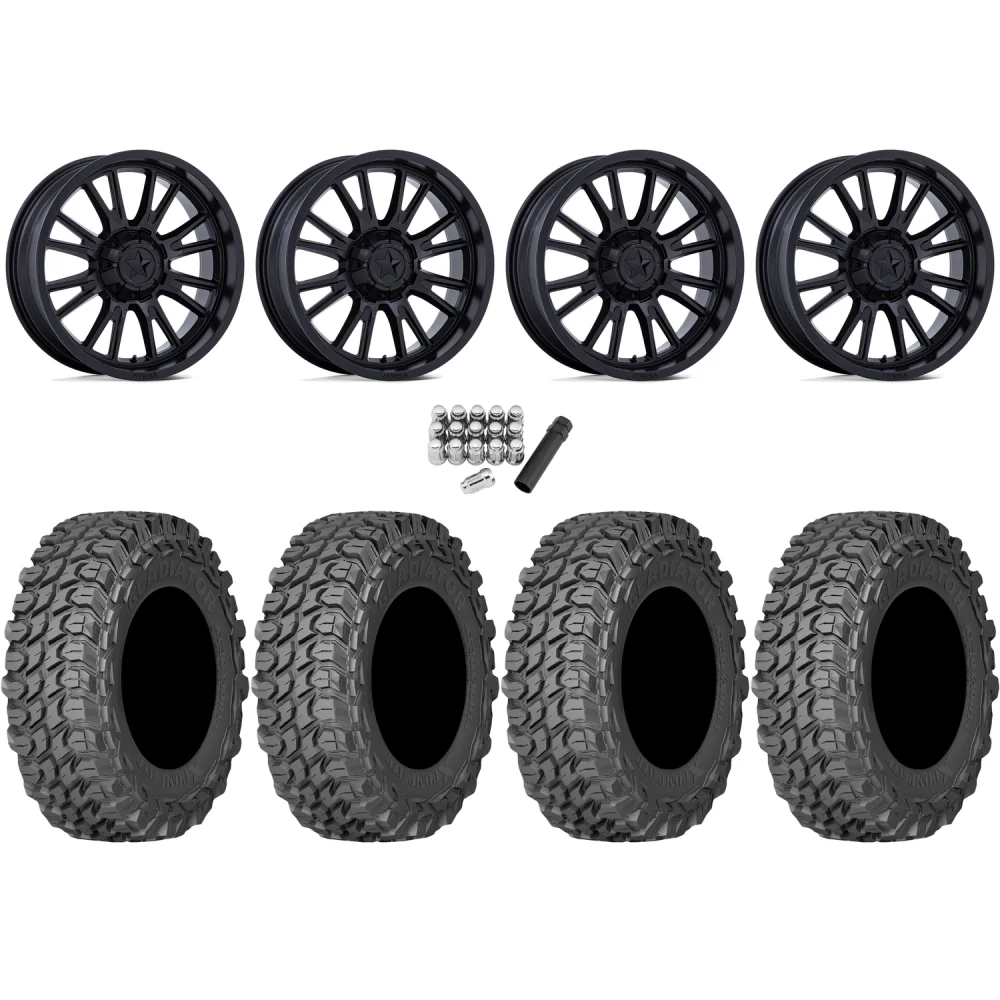 Gladiator X Comp ATR 32x10-15 (10ply) Radial Tires on MSA M51 Thunderlips Matte Black Wheels, complete kit