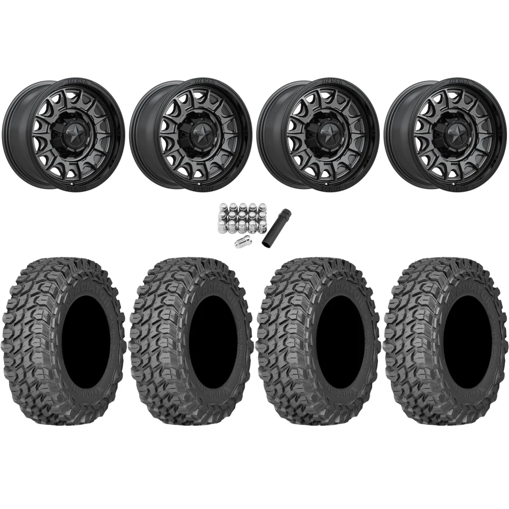 Gladiator X Comp ATR 35x10-15 (10ply) Radial Tires on MSA M55 Commander Matte Gunmetal Wheels, complete kit