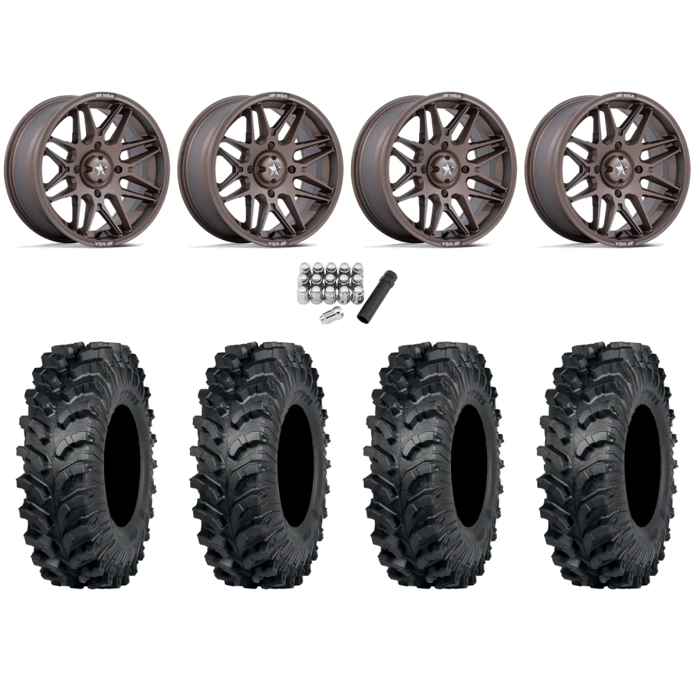 ITP MT911 27x10-14 (8ply) Tires on MSA M52 Radar Matte Bronze Wheels, complete kit