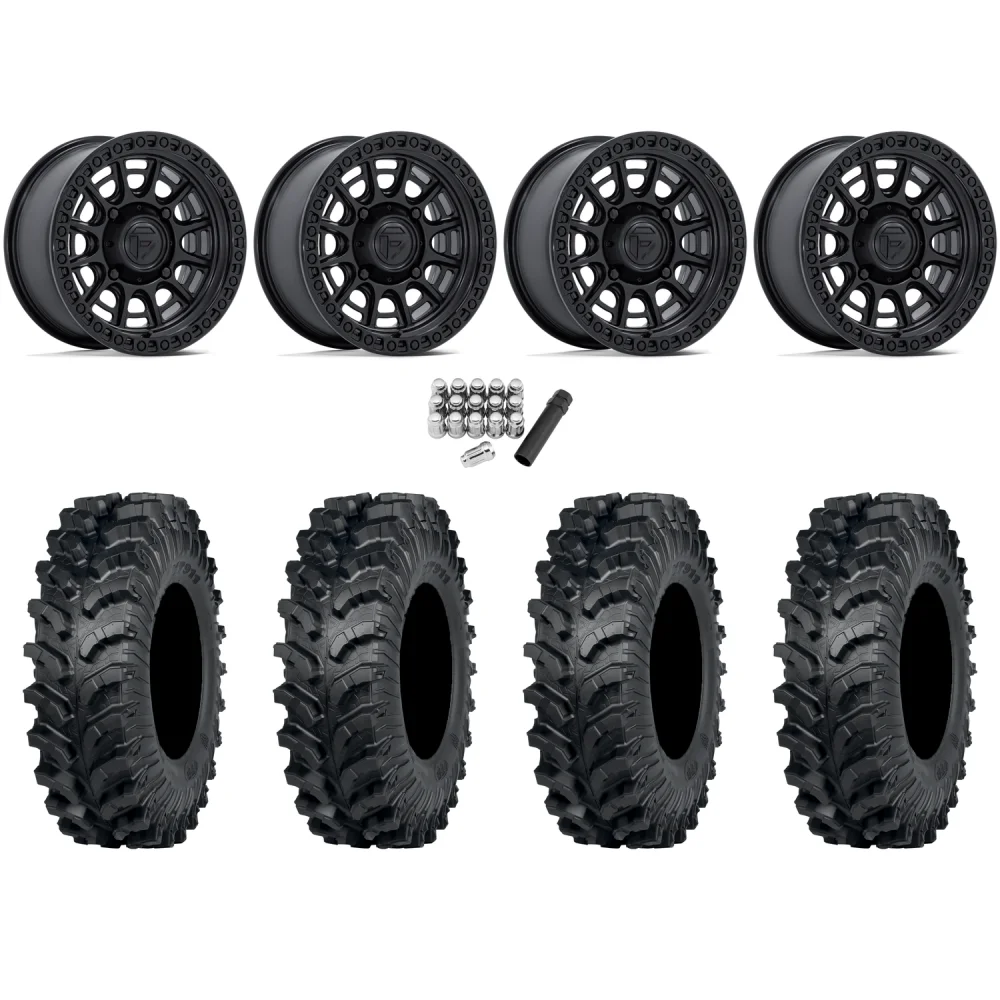 ITP MT911 34x10-15 (8ply) Tires on Fuel Cycle Matte Black Wheels, complete kit