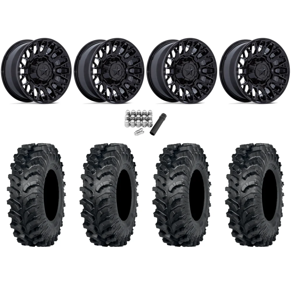 ITP MT911 32x10-15 (8ply) Tires on MSA M50 Clubber Gloss Black Wheels, complete kit