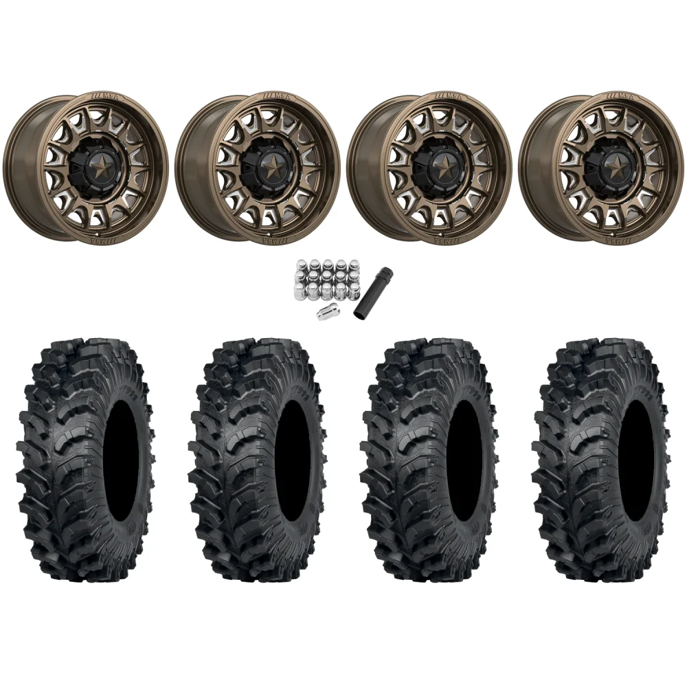 ITP MT911 34x10-15 (8ply) Tires on MSA M55 Commander Gloss Bronze Milled Wheels, complete kit