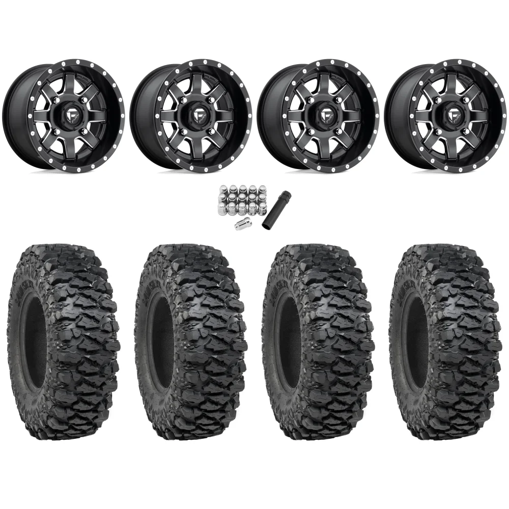 ITP Savage XT 32x10-15 (8-Ply) on Fuel Maverick Matte Black Milled Wheels, complete kit