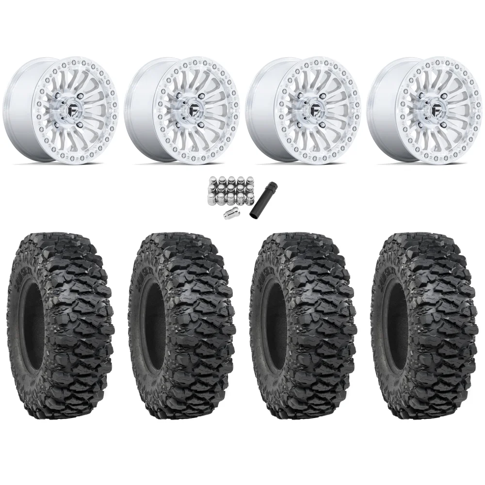 ITP Savage XT 35x10-15 (8-Ply) (Sticky) on Fuel Rincon Machined Beadlock Wheels, complete kit