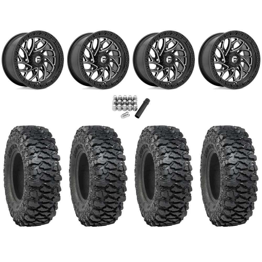 ITP Savage XT 32x10-15 (8-Ply) on Fuel Runner Gloss Black Milled Wheels, complete kit