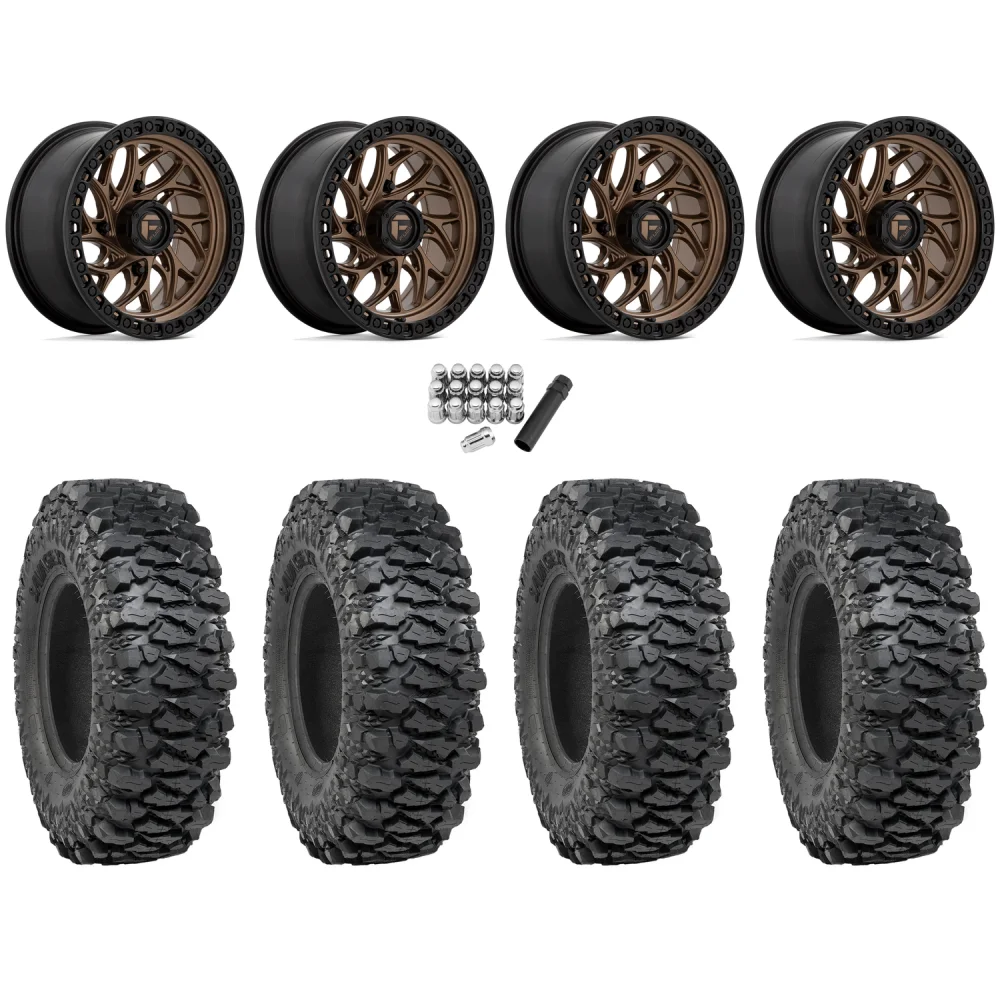 ITP Savage XT 35x10-15 (8-Ply) on Fuel Runner Matte Bronze Wheels, complete kit