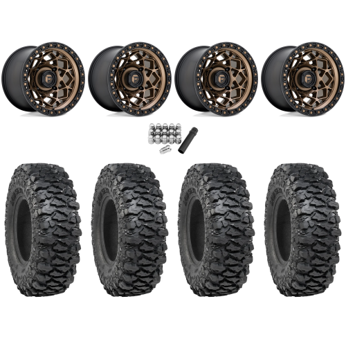 ITP Savage XT 32x10-15 (8-Ply) (Sticky) on Fuel Unit Matte Bronze Wheels