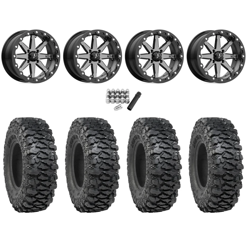 ITP Savage XT 35x10-15 (8-Ply) on MSA M21 Lok Gunmetal Beadlock Wheels, complete kit