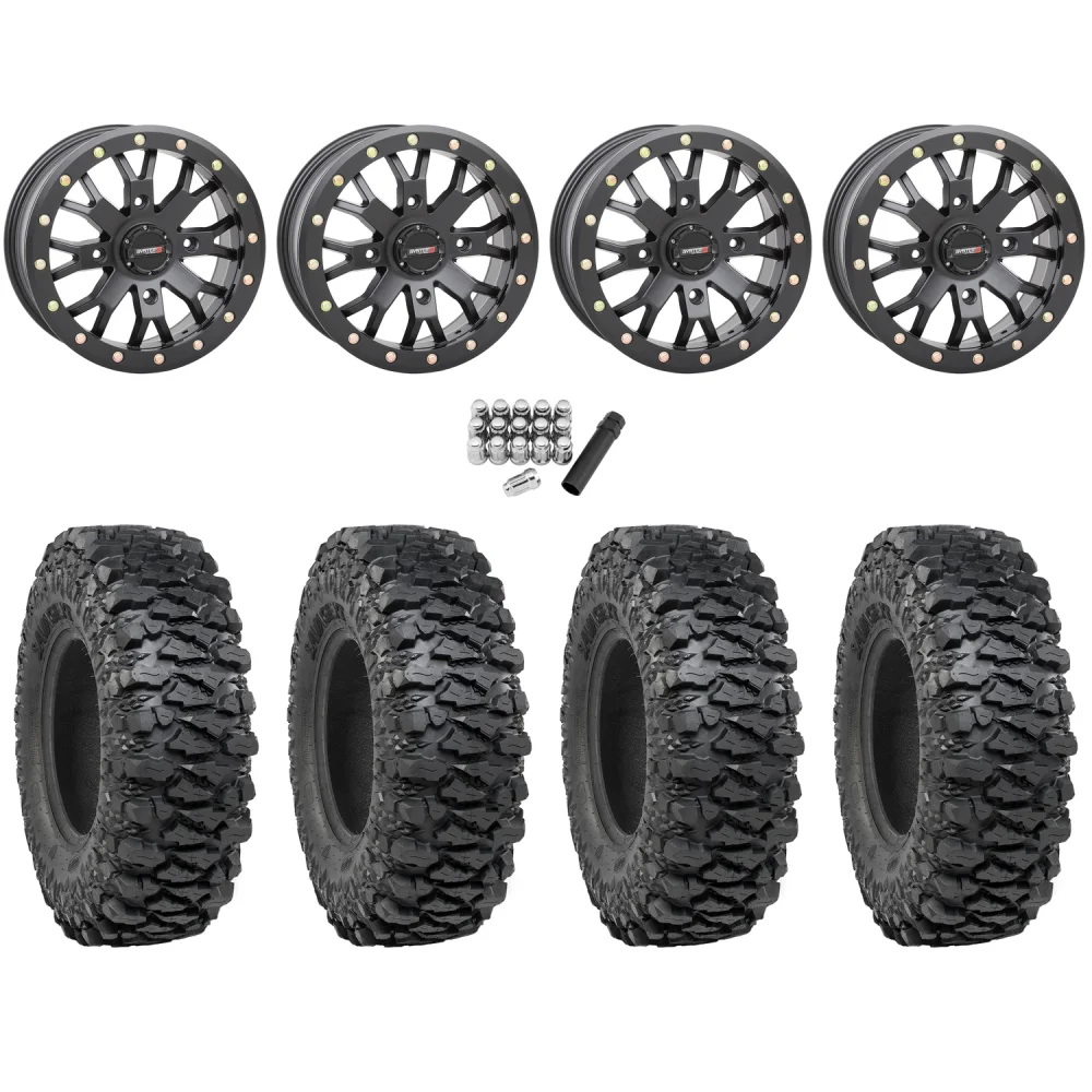 ITP Savage XT 28x10-14 (8-Ply) on System 3 Offroad SB-4 Matte Black Beadlock Wheels, complete kit