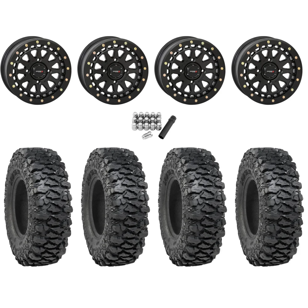 ITP Savage XT 35x10-15 (8-Ply) on System 3 Offroad SB-6 Matte Black Beadlock Wheels, complete kit