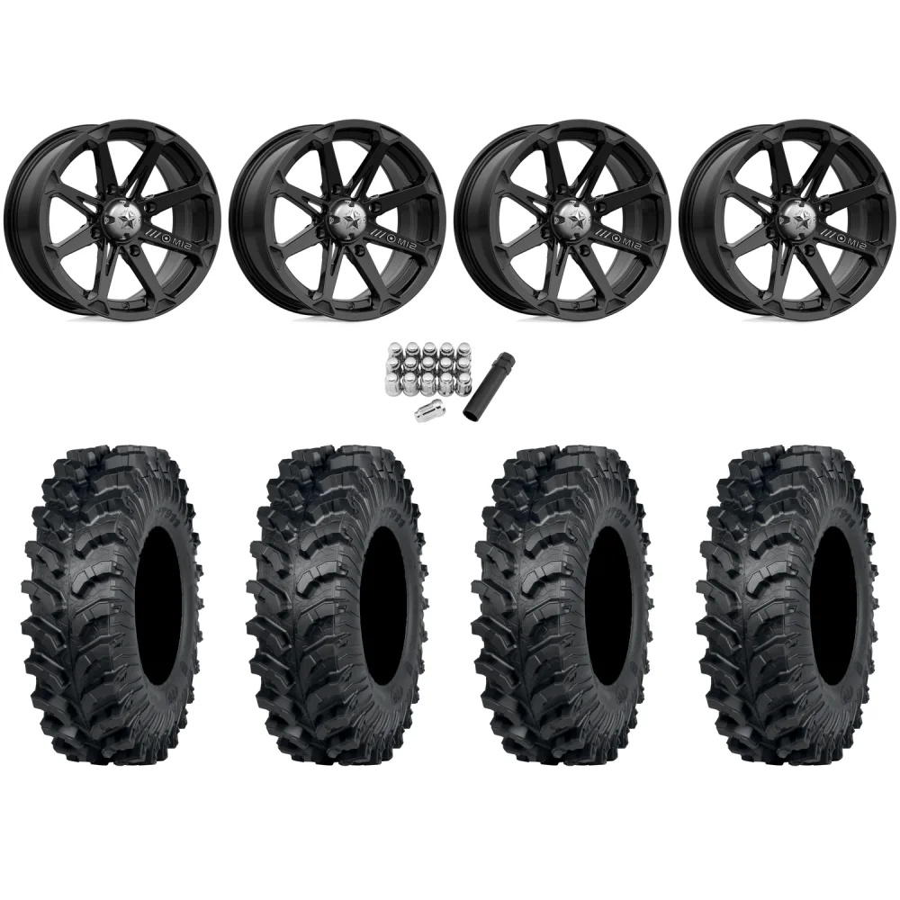 ITP MT911 27x10-14 (8ply) Tires on MSA M12 Diesel Gloss Black Wheels, complete kit