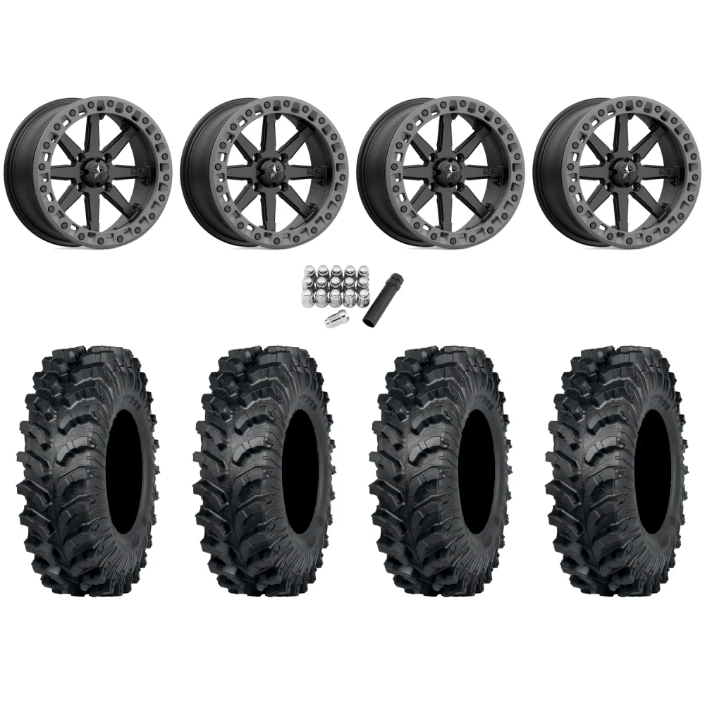 ITP MT911 32x10-14 (8ply) Tires on MSA M31 Lok2 Gunmetal Beadlock Wheels, complete kit