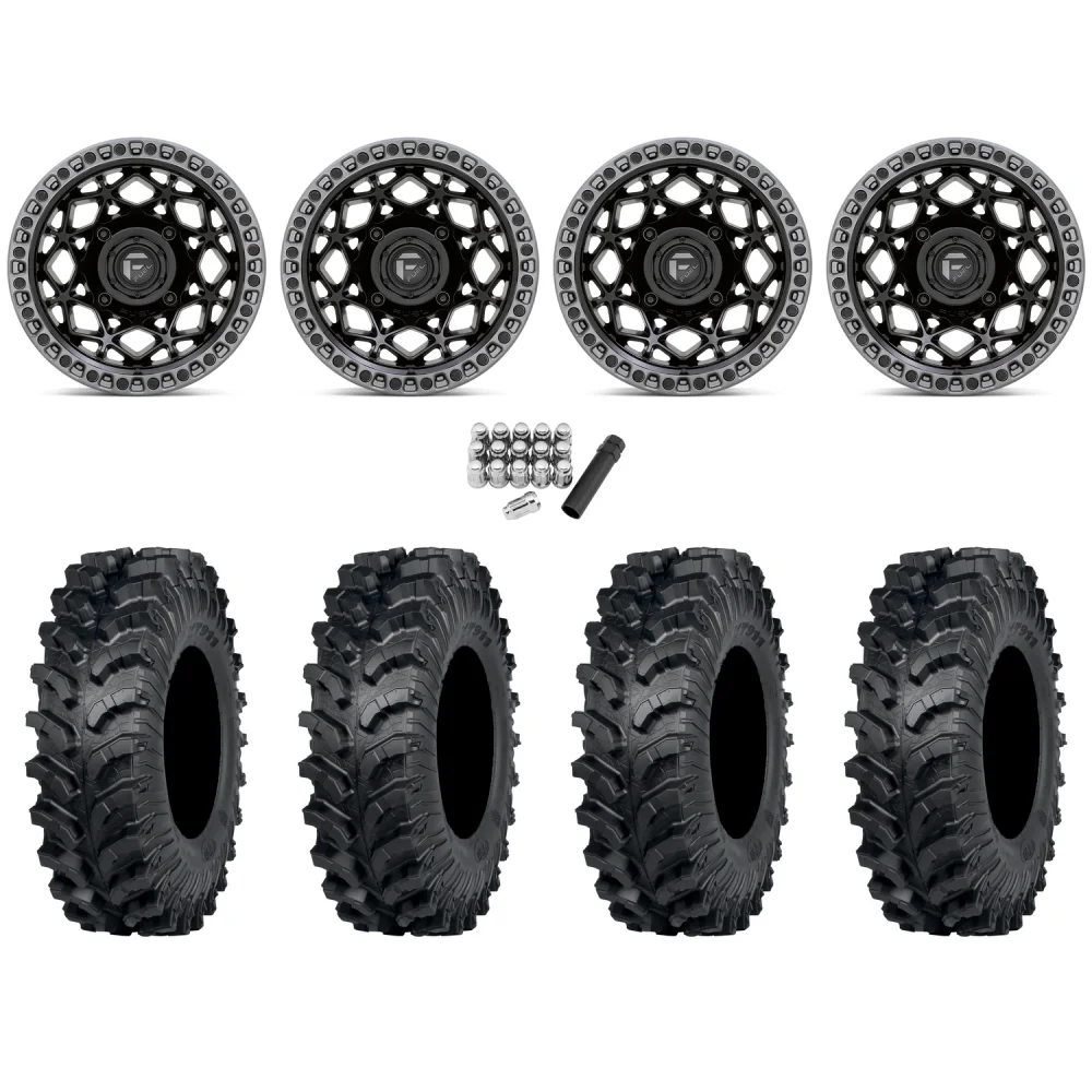 ITP MT911 32x10-15 (8ply) Tires on Fuel Unit Matte Black Wheels, complete kit