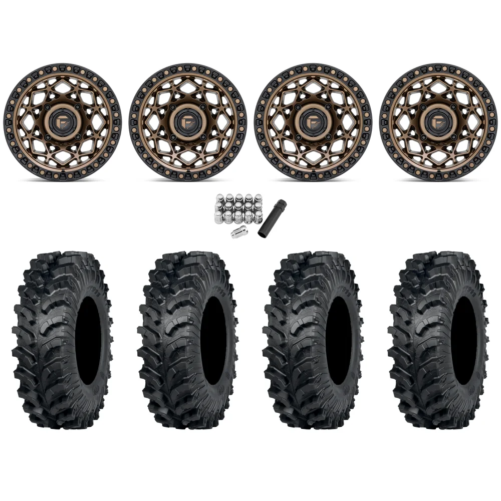 ITP MT911 34x10-15 (8ply) Tires on Fuel Unit Matte Bronze Wheels, complete kit
