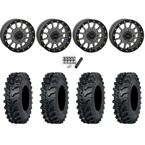 ITP MT911 30x10-15 (8ply) Tires on System 3 SB-5 Gunmetal Grey Beadlock Wheels