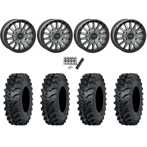 ITP MT911 30x10-15 (8ply) Tires on System 3 SB-8 Brushed Grey Beadlock Wheels