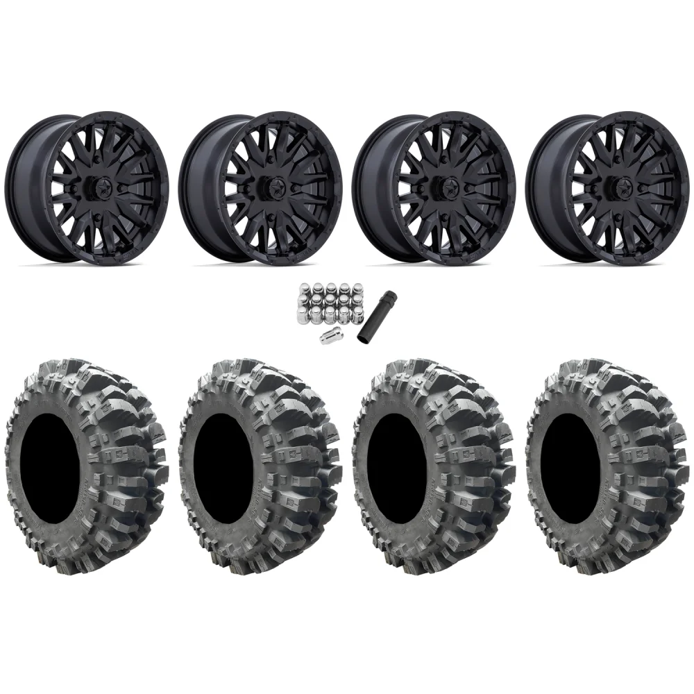 Interco Bogger 31x9.5-14 Tires on MSA M49 Creed Matte Black Wheels, complete kit