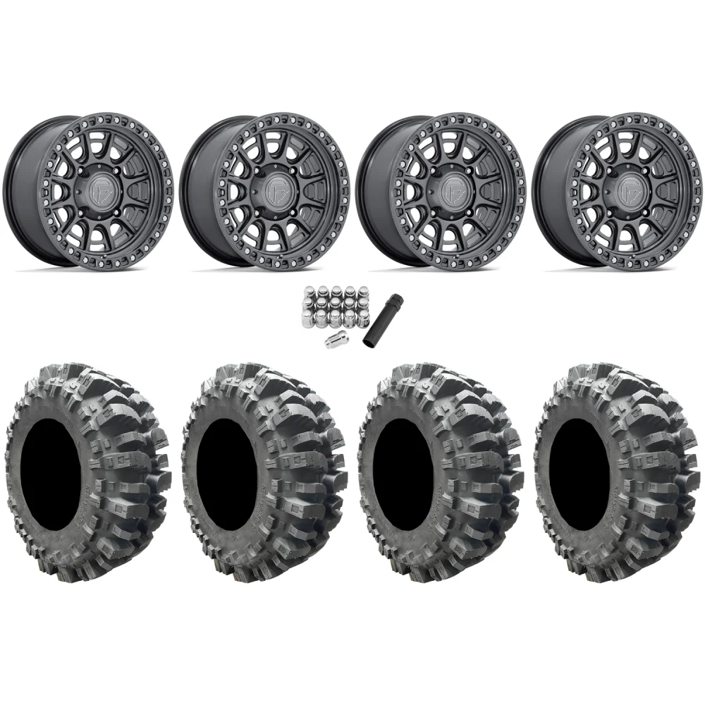 Interco Bogger 31x9.5-15 Tires on Fuel Cycle Gloss Gunmetal Wheels, complete kit