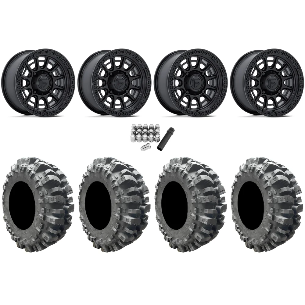 Interco Bogger 31x9.5-15 Tires on Fuel Cycle Matte Black Wheels, complete kit
